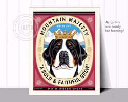 Konsttryck Krista Brooks, Mountain Majesty – Grosser schweizer sennenhund