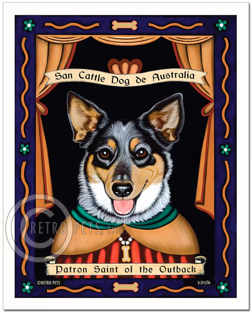 Konsttryck Krista Brooks, Patron Saint Of The Outback – Australian cattledog