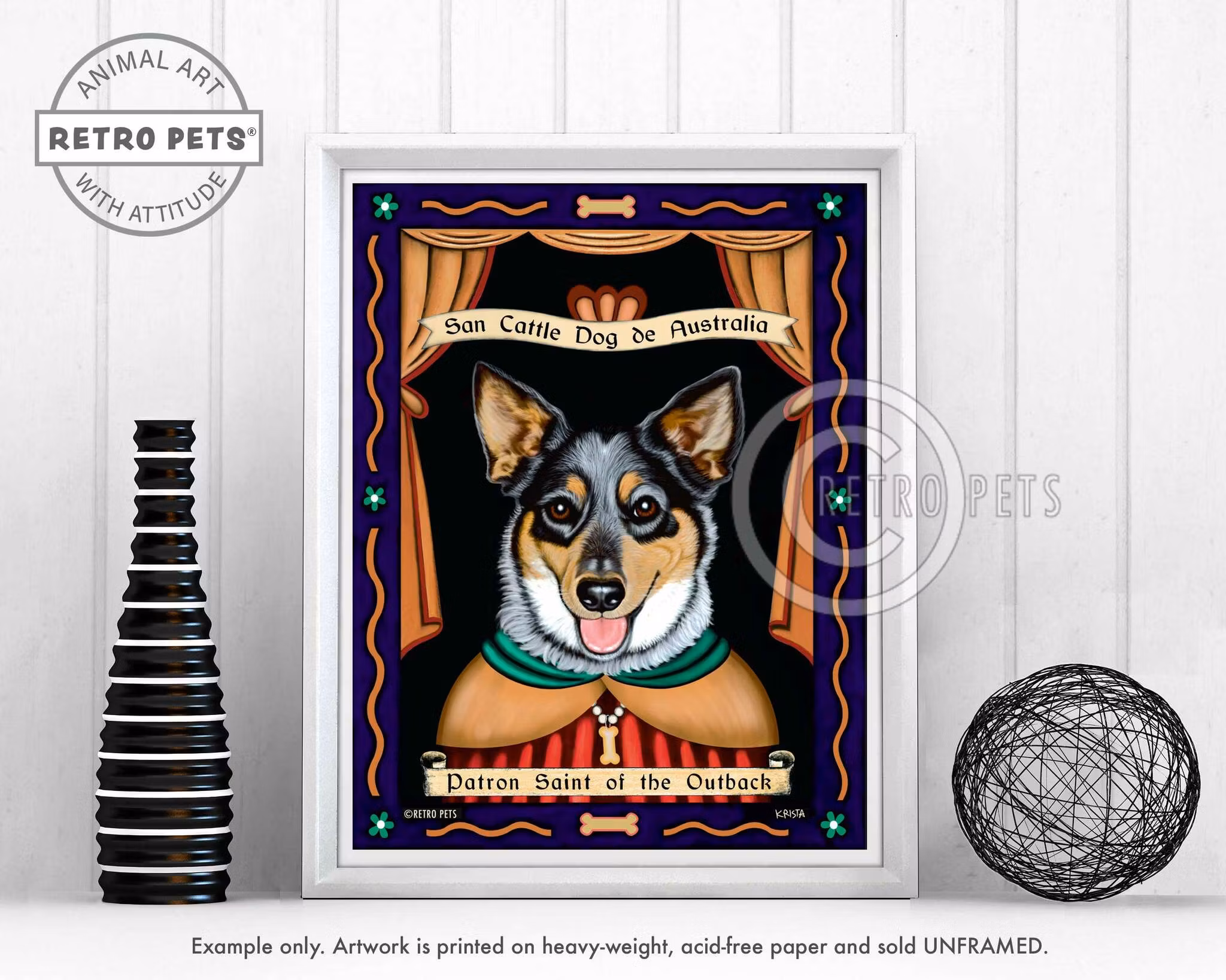 Konsttryck Krista Brooks, Patron Saint Of The Outback – Australian cattledog