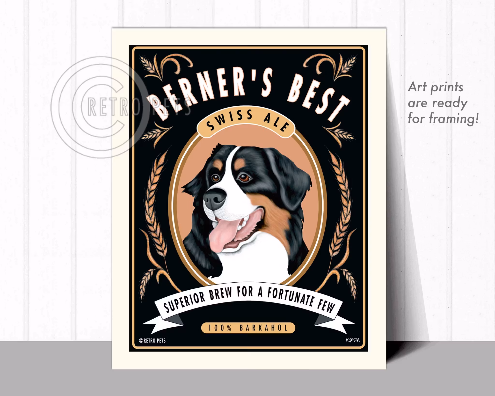 Konsttryck Krista Brooks, Berner's Best – Berner sennenhund