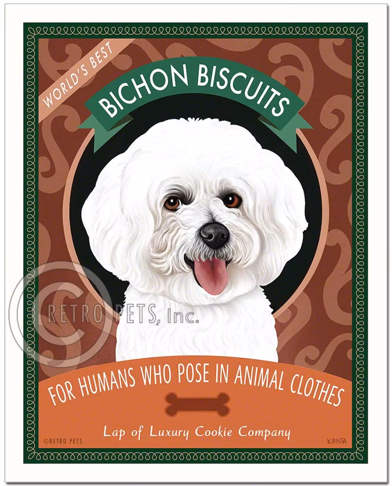Konsttryck Krista Brooks, Bichon Biscuits – Bichon frisé