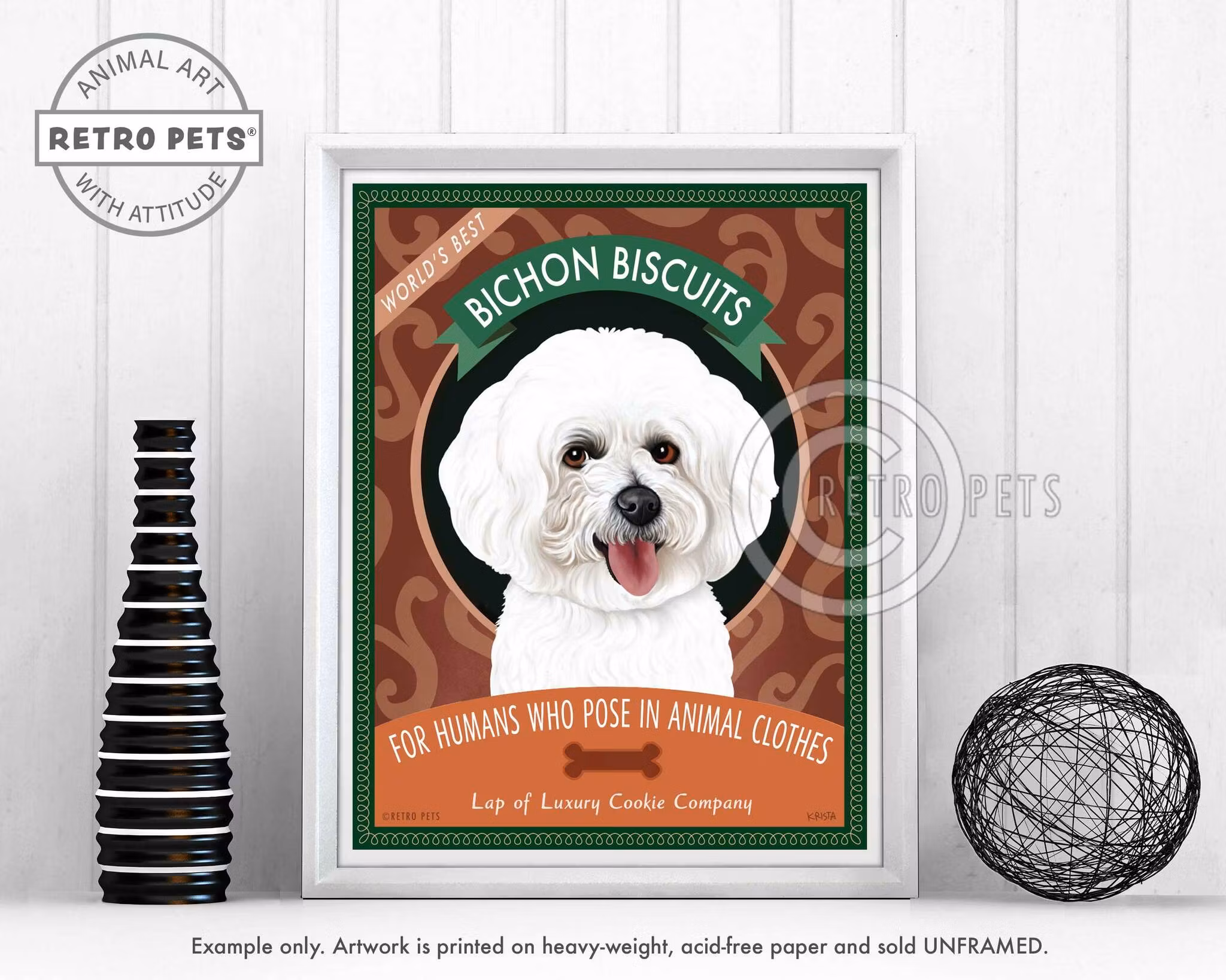 Konsttryck Krista Brooks, Bichon Biscuits – Bichon frisé