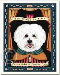 Konsttryck Krista Brooks, Patron Saint Of Powder Puffs – Bichon frisé