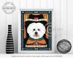 Konsttryck Krista Brooks, Patron Saint Of Powder Puffs – Bichon frisé