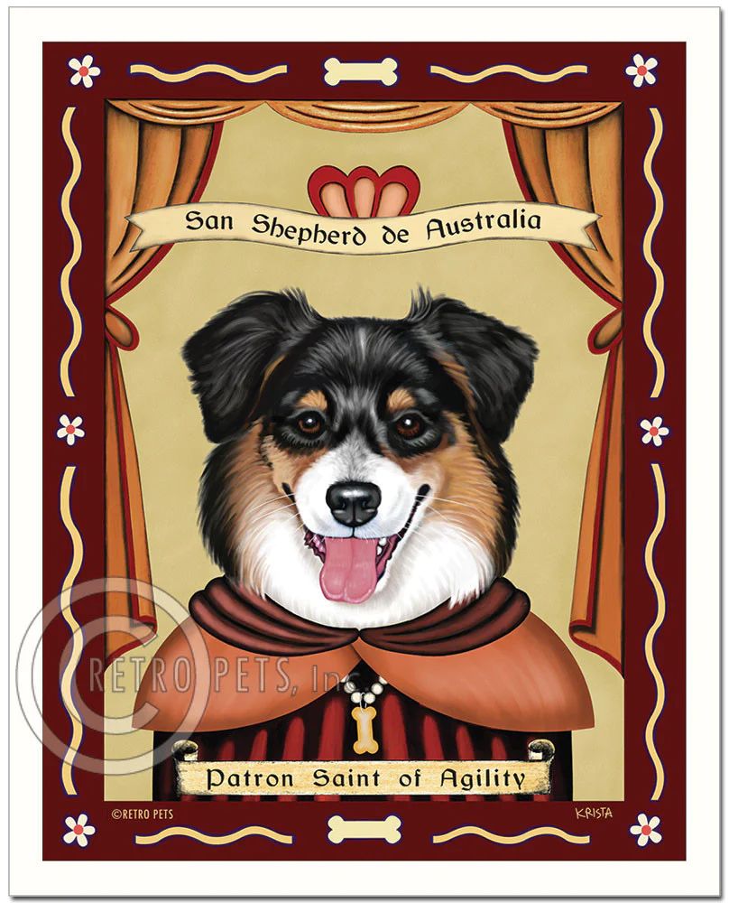 Konsttryck Krista Brooks, Patron Saint Of Agility – Australian shepherd