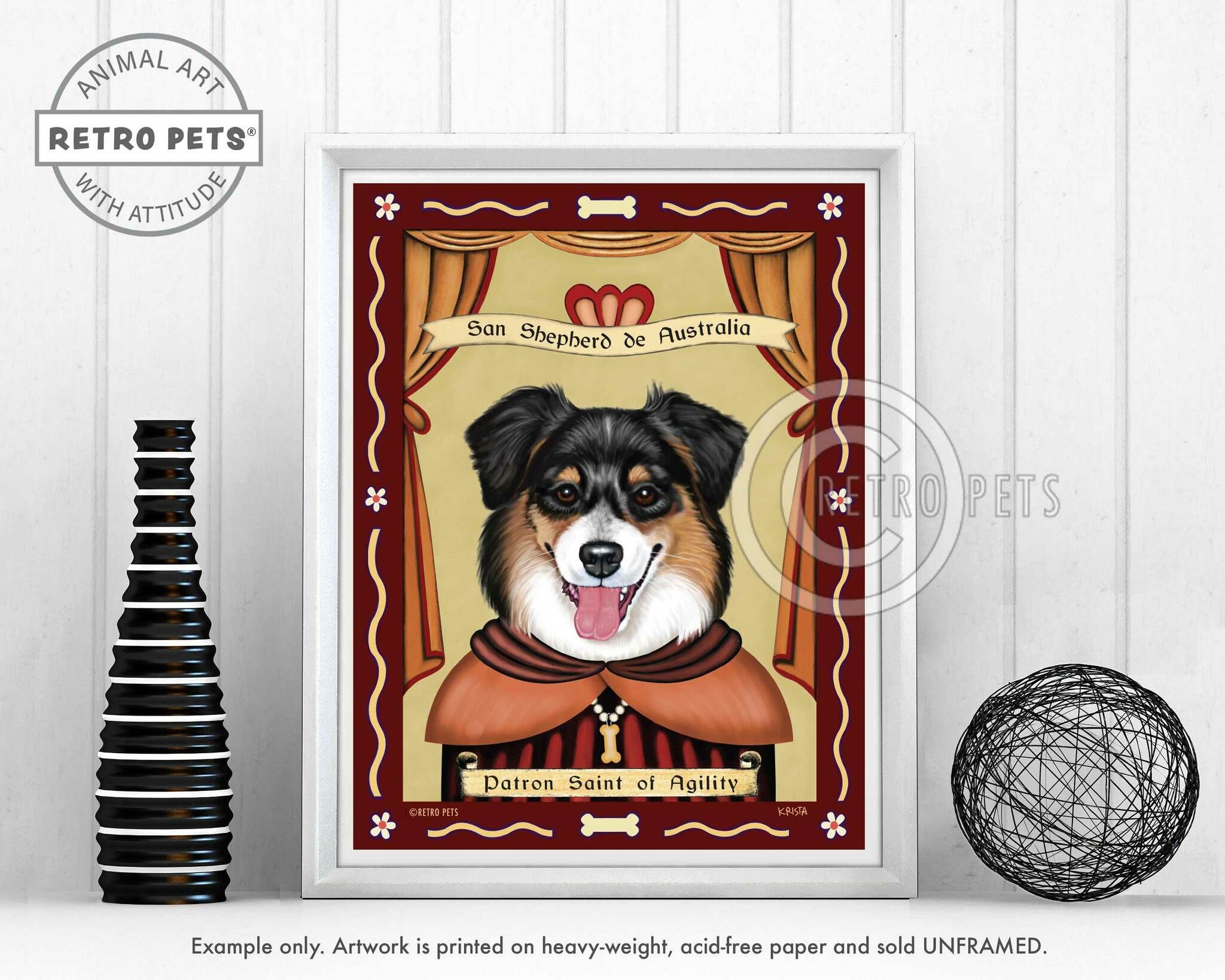 Konsttryck Krista Brooks, Patron Saint Of Agility – Australian shepherd