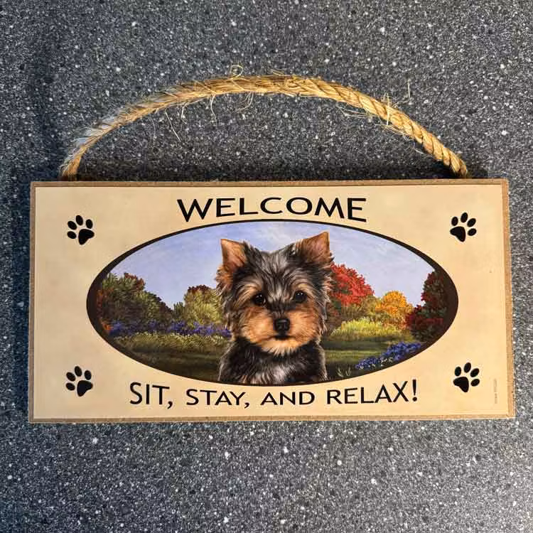 Skylt, Welcome – Yorkshireterrier