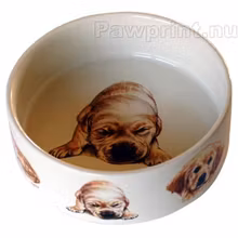Matskål i keramik – Golden retriever