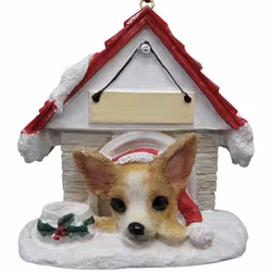 Juldekoration, hundkoja – Chihuahua, brun och vit
