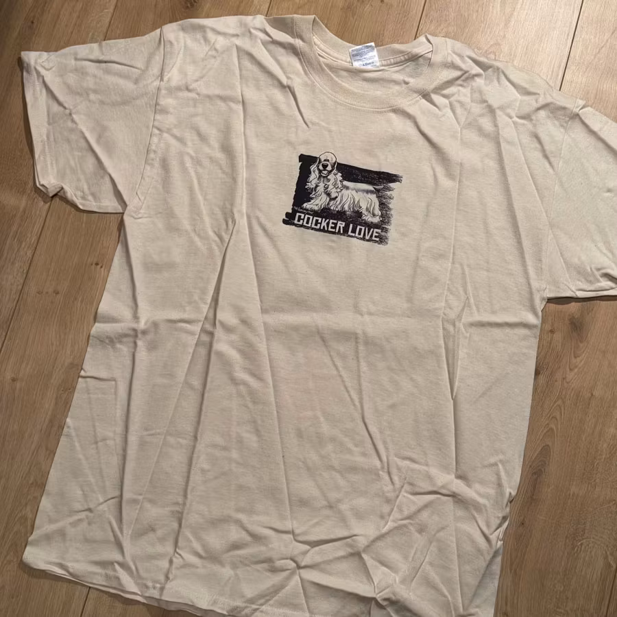 T-shirt, Love, naturvit, L – Amerikansk cocker spaniel