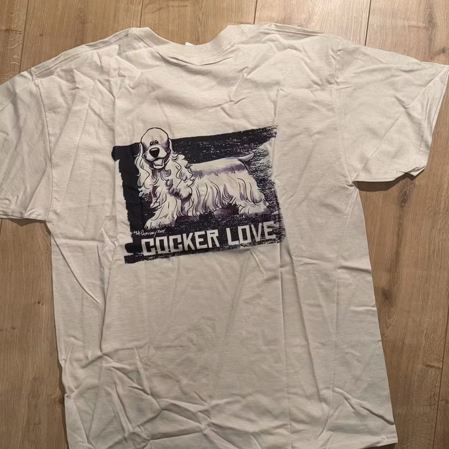 T-shirt, Love, naturvit, L – Amerikansk cocker spaniel
