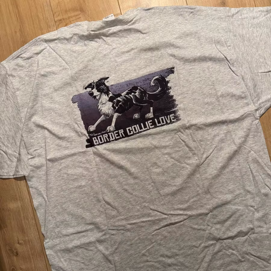 T-shirt, Love, gråmelange, 3XL – Border collie