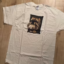 T-shirt, Happy Face, naturvit, L – Griffon bruxellois