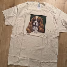 T-shirt, Happy Face, naturvit, L – Cavalier King Charles spaniel