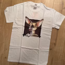T-shirt, Happy Face, vit, S – Chihuahua korthårig