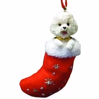 Juldekoration, julstrumpa – Bichon frisé