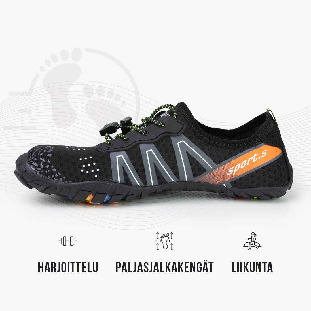 Paljasjalkakengät active (musta)