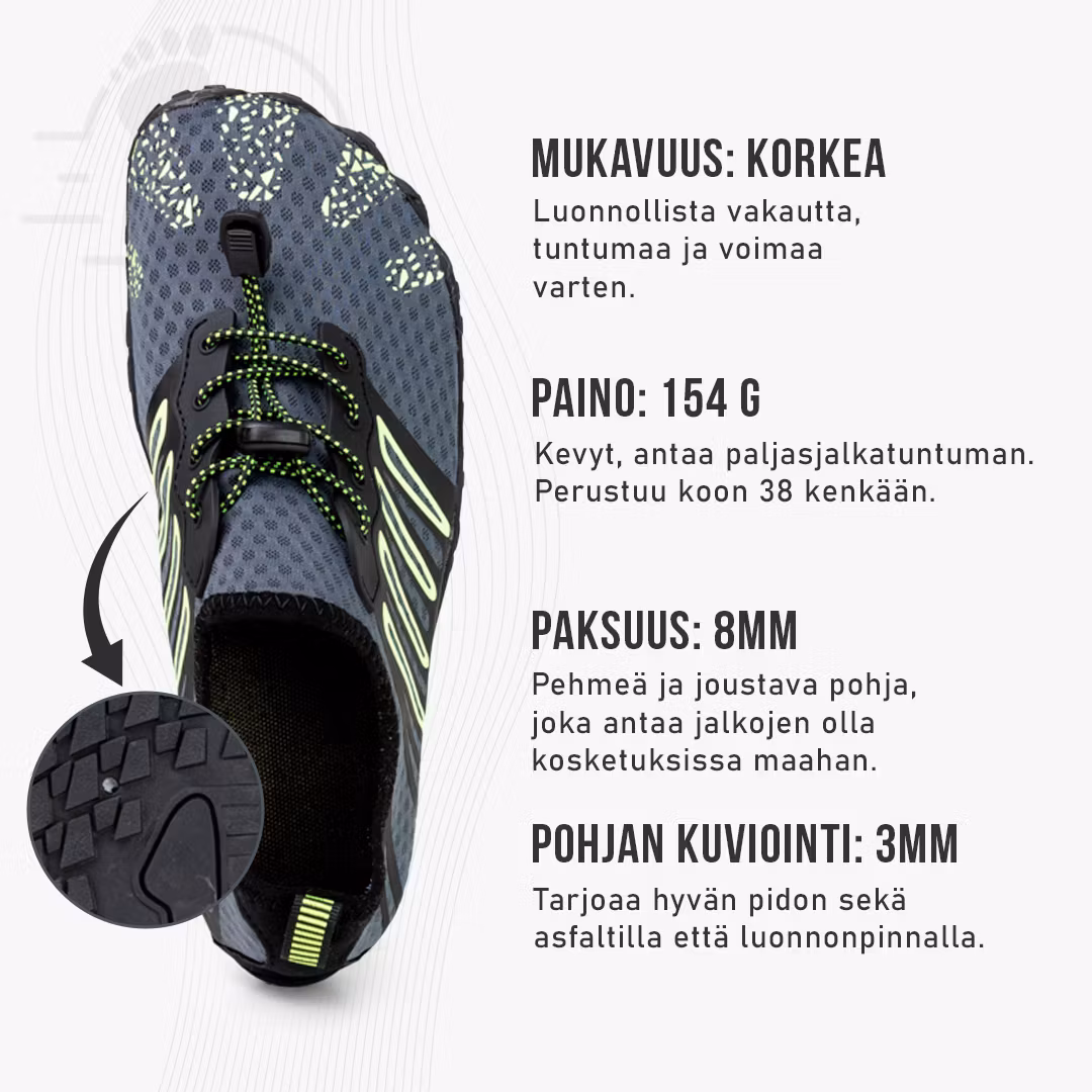 Paljasjalkakenkä urheilu (harmaa)