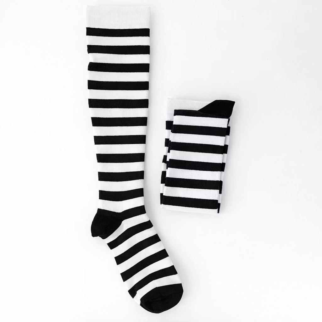 Raidalliset tukisukat (mustavalkoiset)
