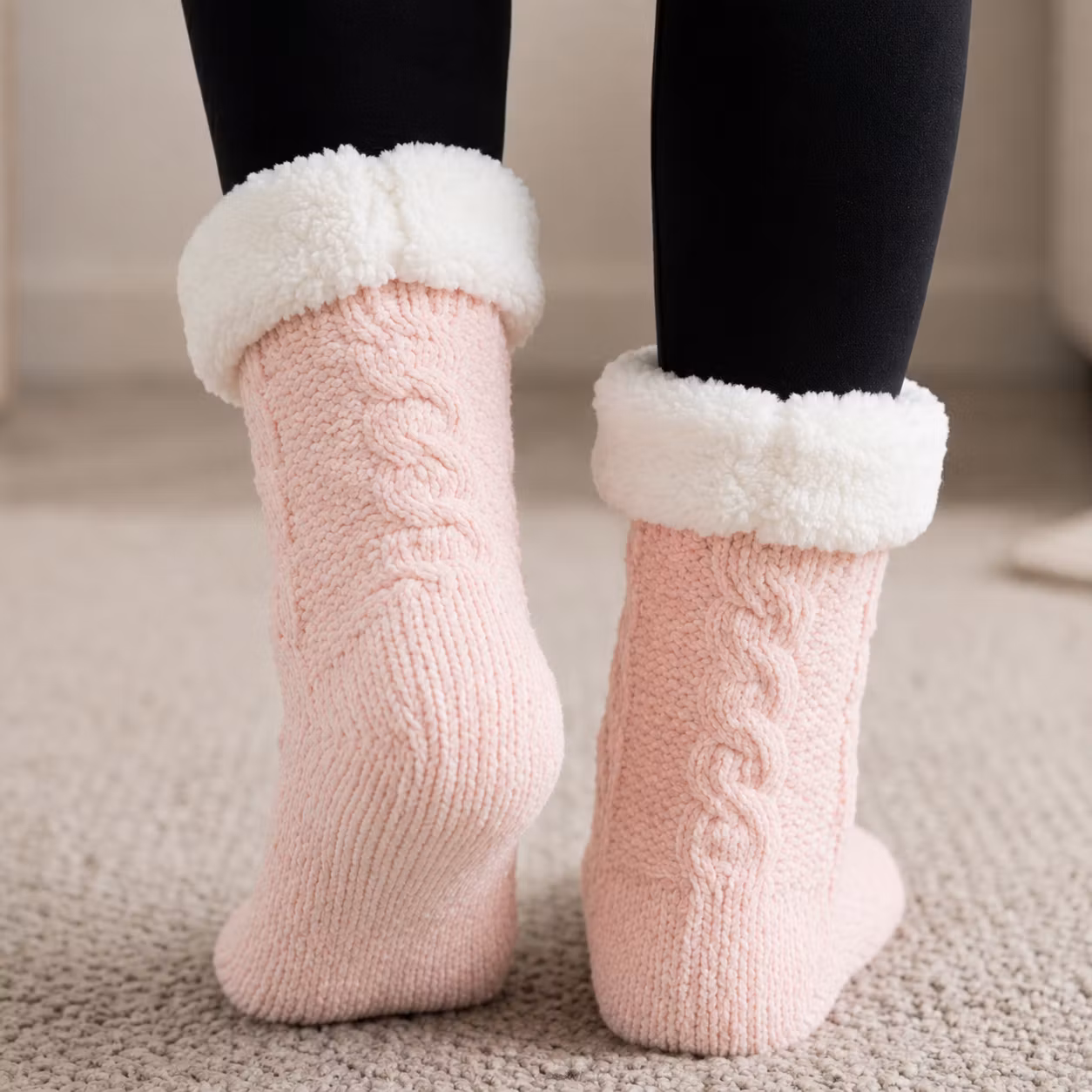 Vuoratut lämpimät sukat (pinkki)