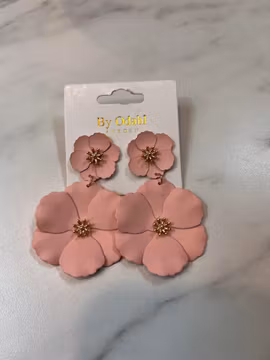 By Odahl örhängen rosa blomma