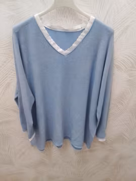 Tröja Blå med Vit kant, one size