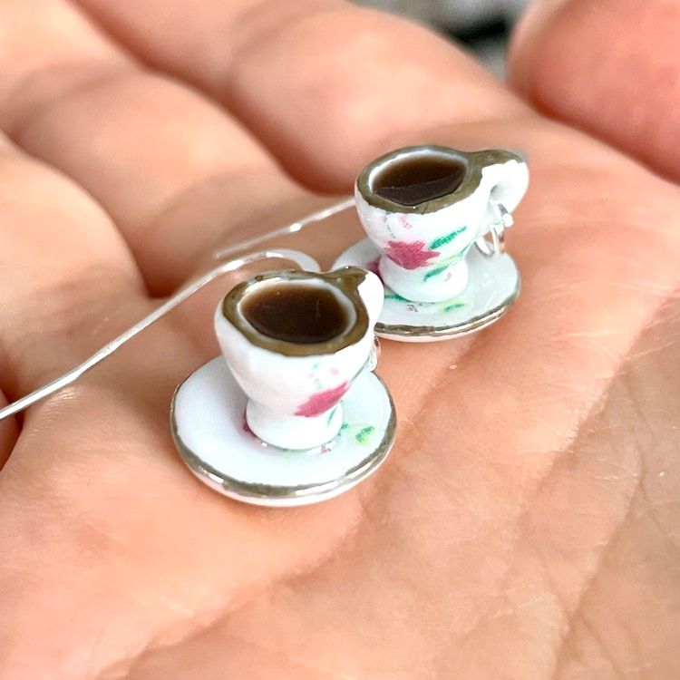 Espressokoppar örhängen 1 par silver/guld