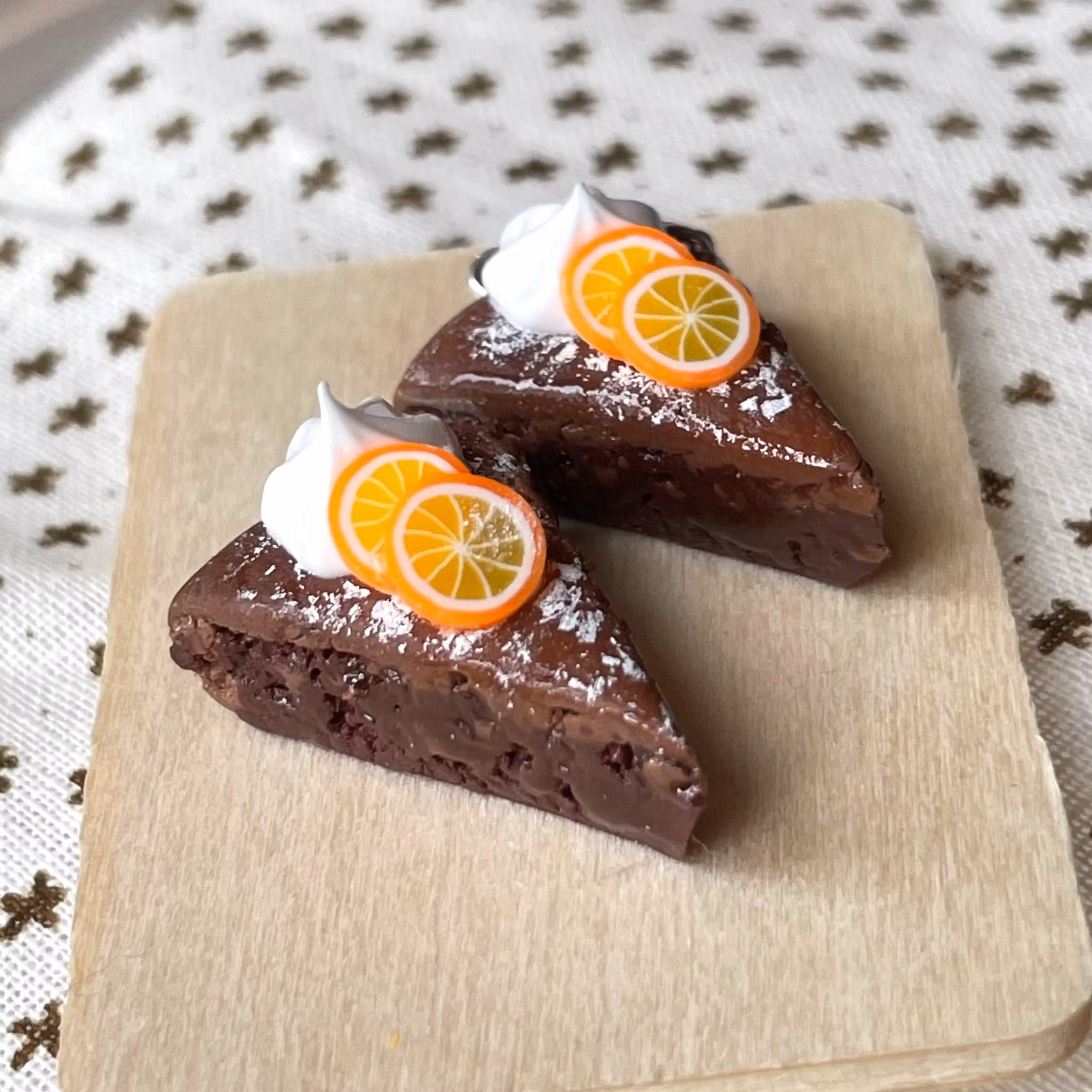Chocolate Cake with Orange Slices Earrings 1 pair