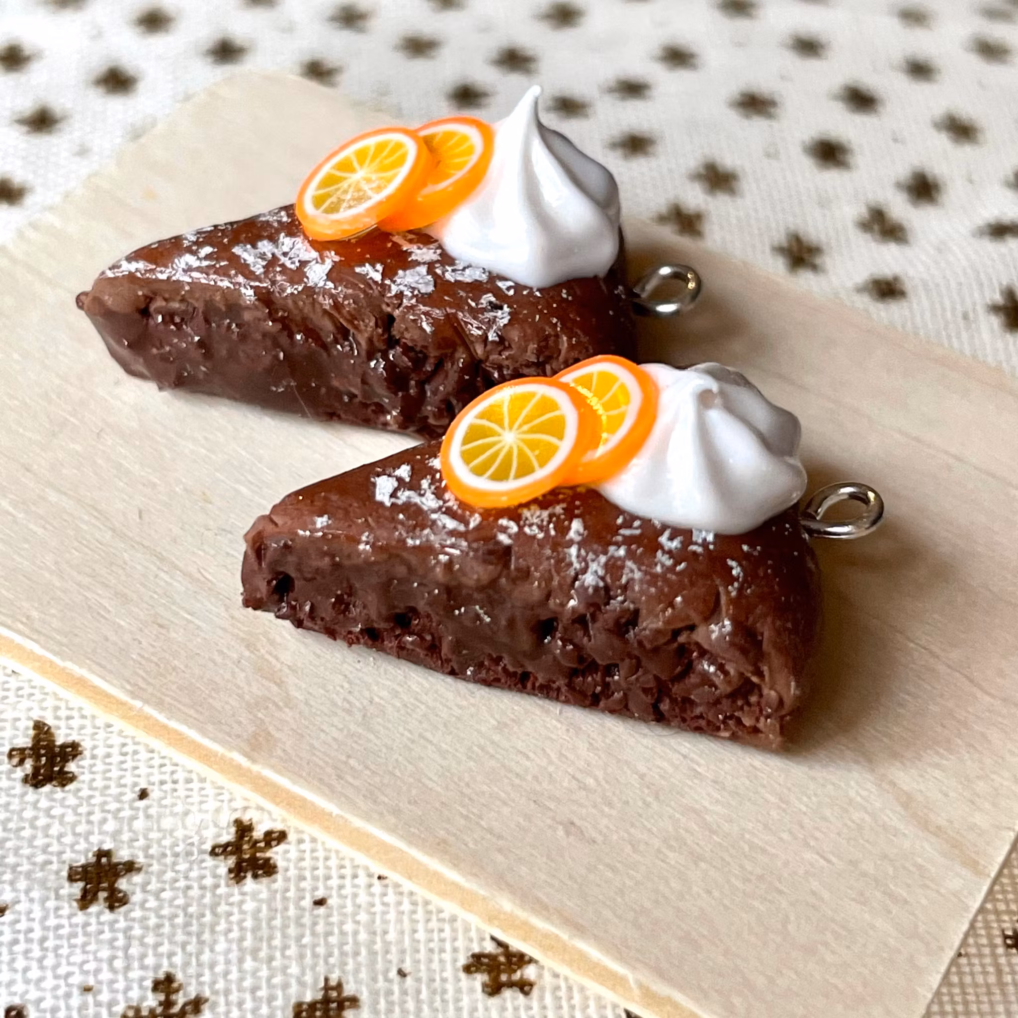Chocolate Cake with Orange Slices Earrings 1 pair