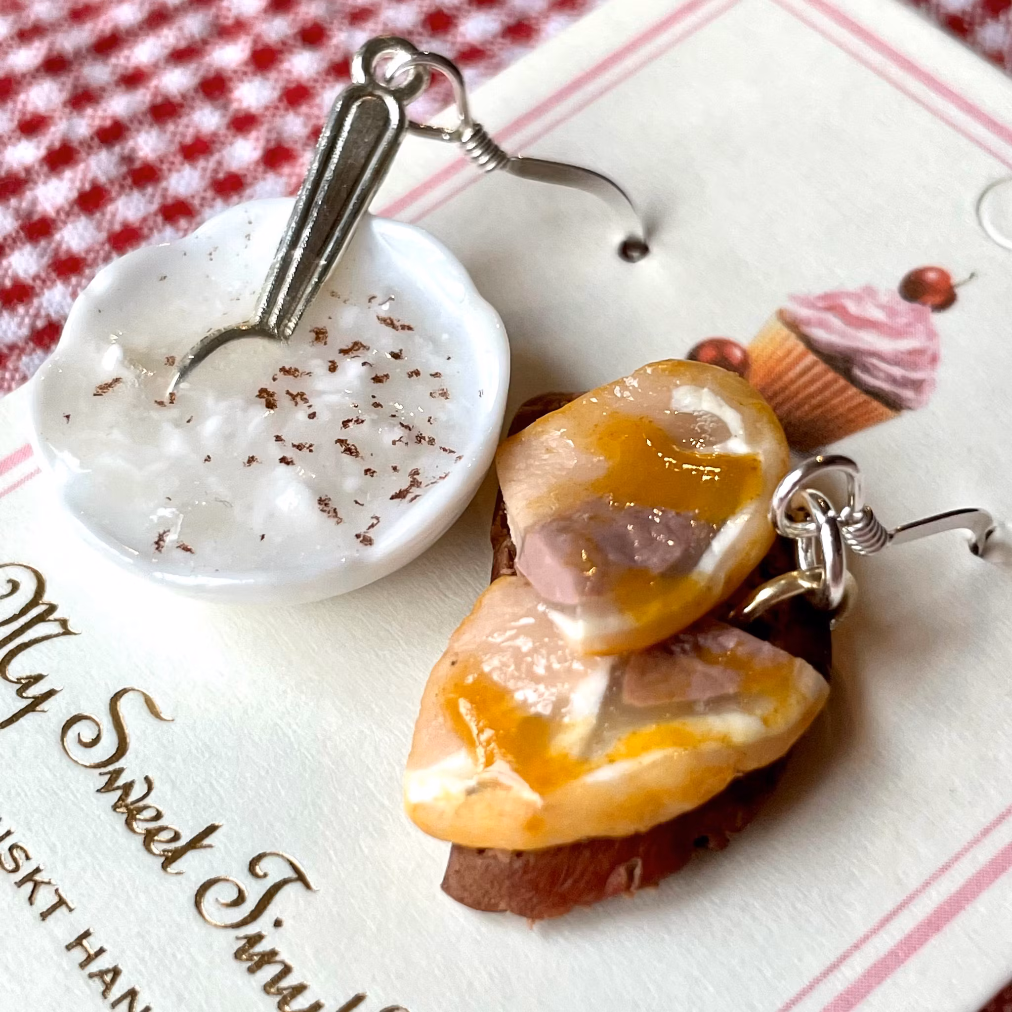 Oatmeal and Ham Sandwich Earrings 1 pair