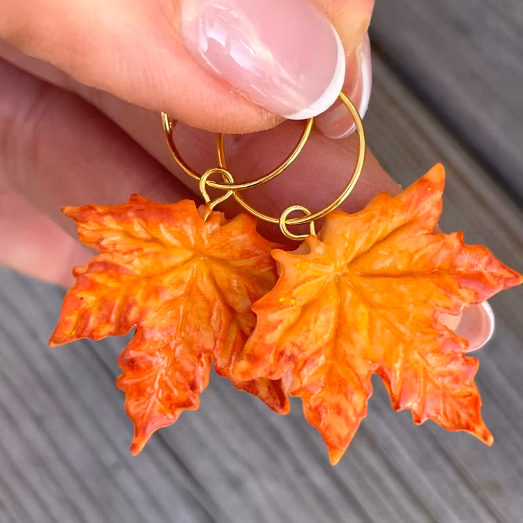 Herbstblatt-Ahornohrringe Silber / Gold / Haken / Stifte / Kristall / Kreolen