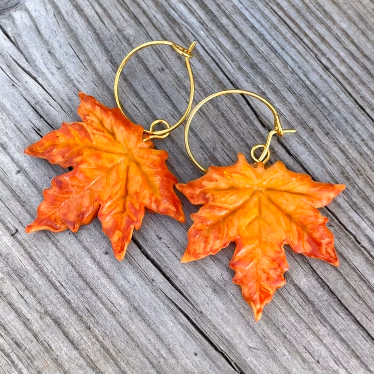 Herbstblatt-Ahornohrringe Silber / Gold / Haken / Stifte / Kristall / Kreolen
