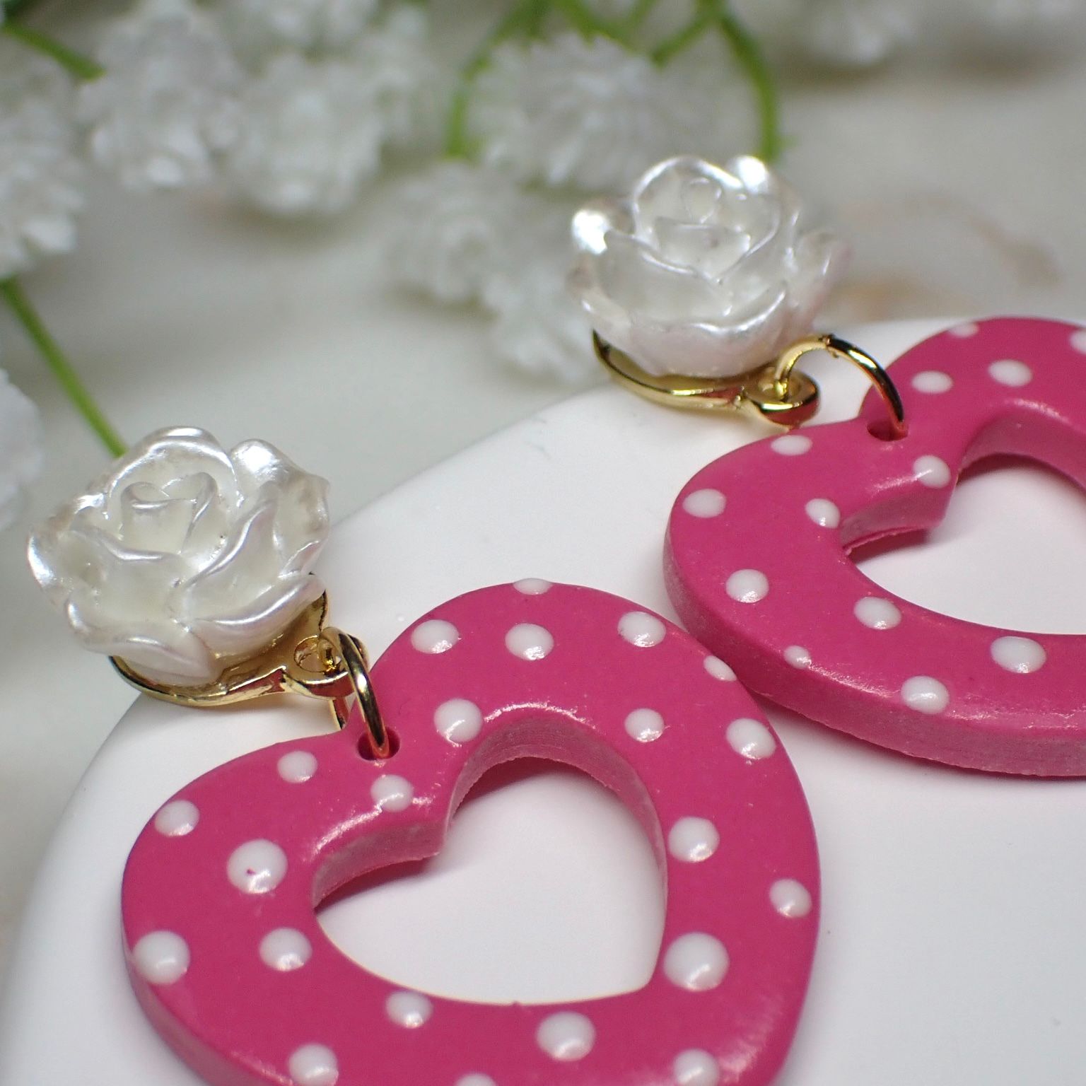 Dotted valentine med ros 1 par