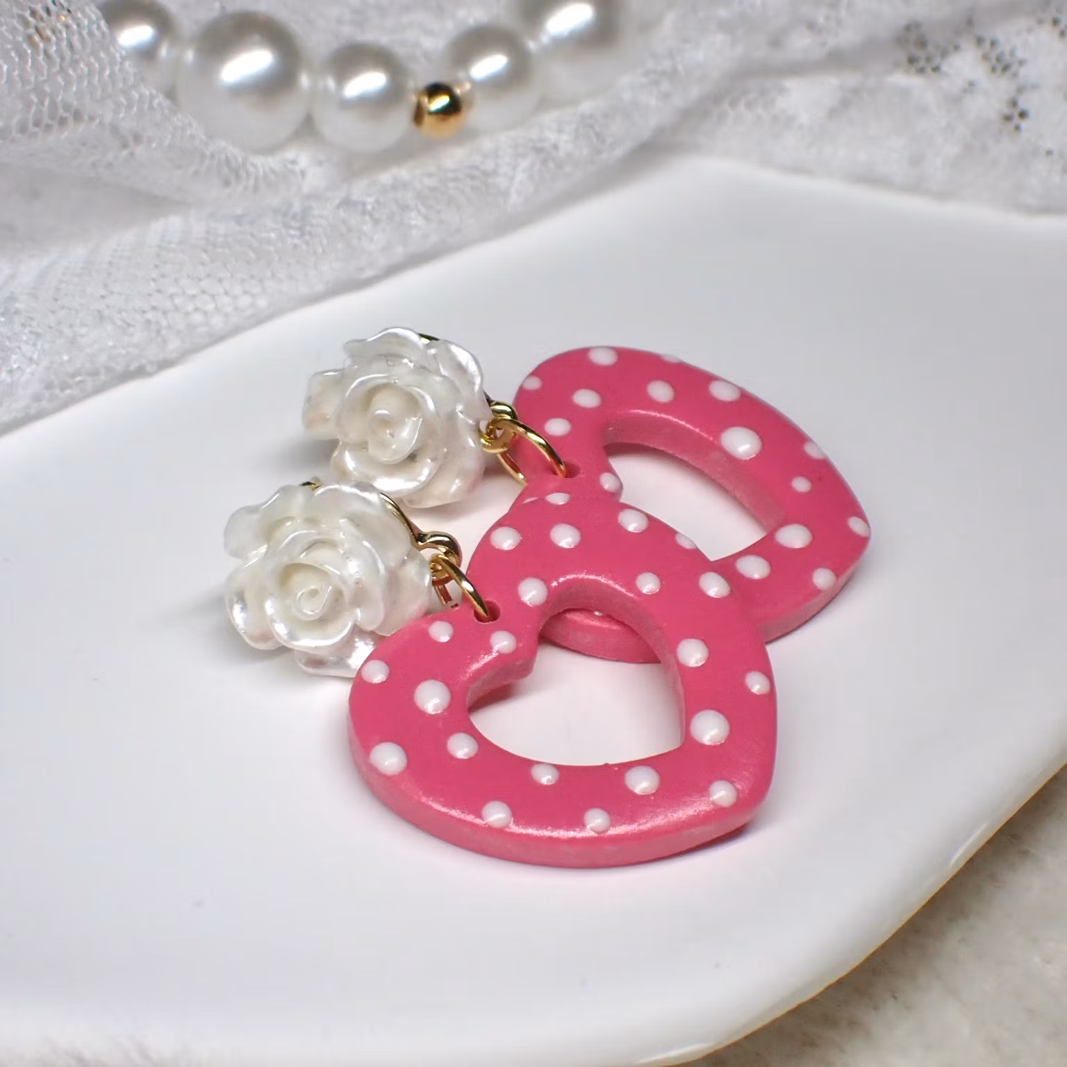Dotted valentine med ros 1 par