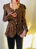 Vintage mönstrad blus i brunt