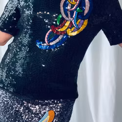 Vintage sidentopp med paljetter