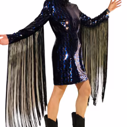 Klänning med paljetter och fransar