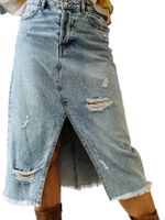 Lång jeanskjol i ljus denim