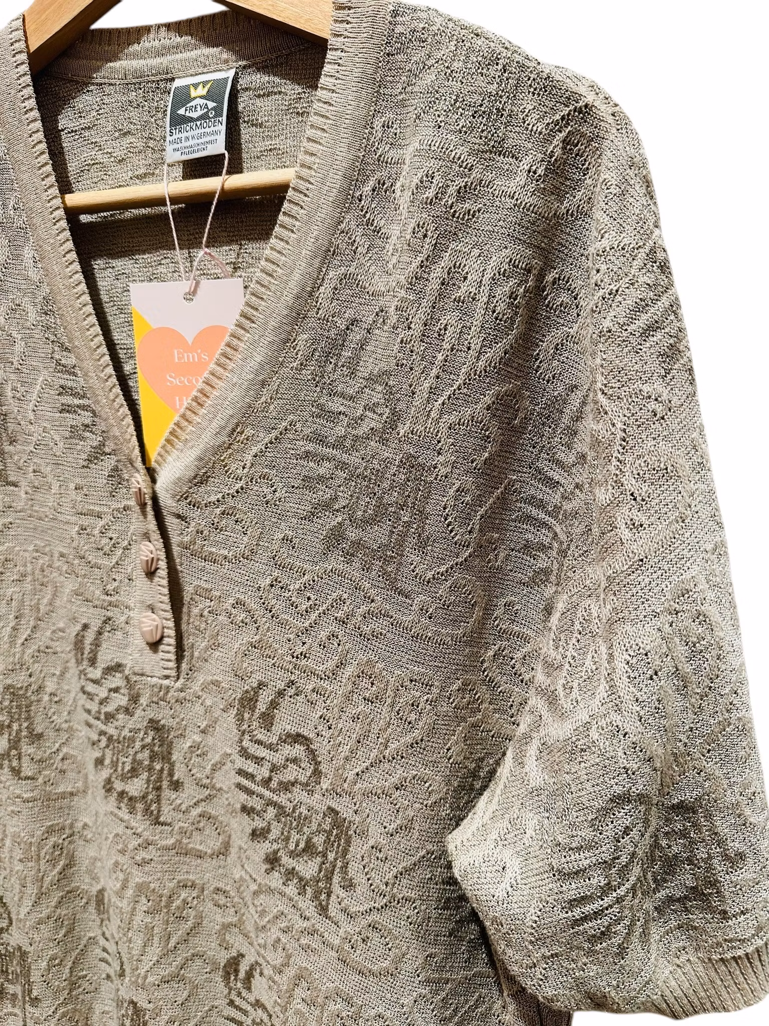 Kortärmad vintage stickad tröja