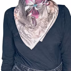 Vintage scarf med turkosa och lila blommor