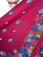 Vintage vinröd scarf med blommor