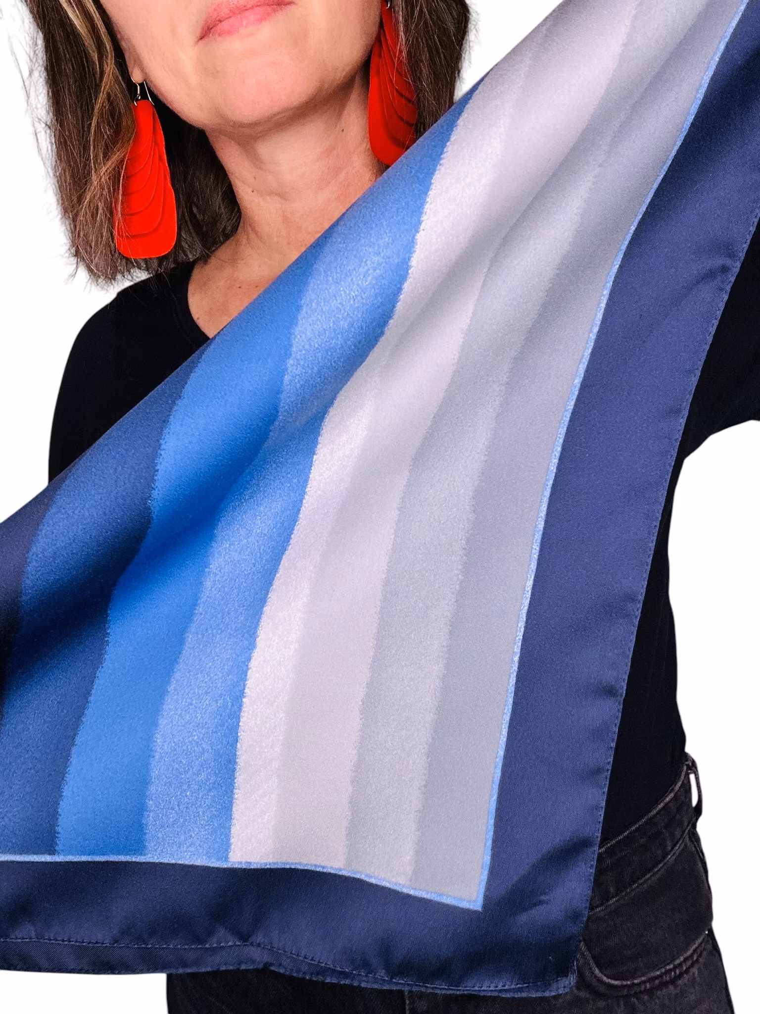Vintage sidenscarf i olika nyanser av blått