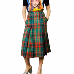 Skotskrutig midikjol
