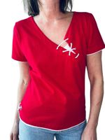 Vintage röd topp med repdetaljer