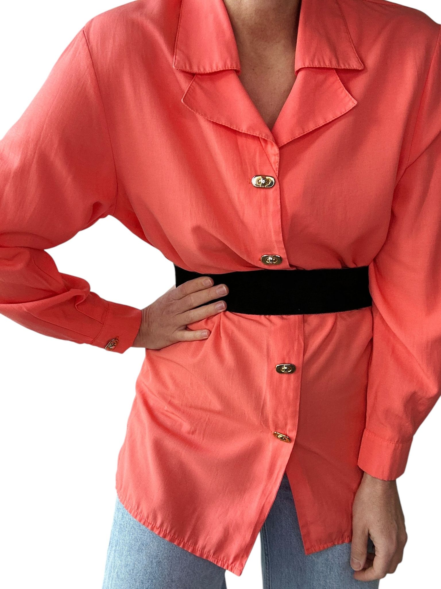 Vintage blus med dubbel krage