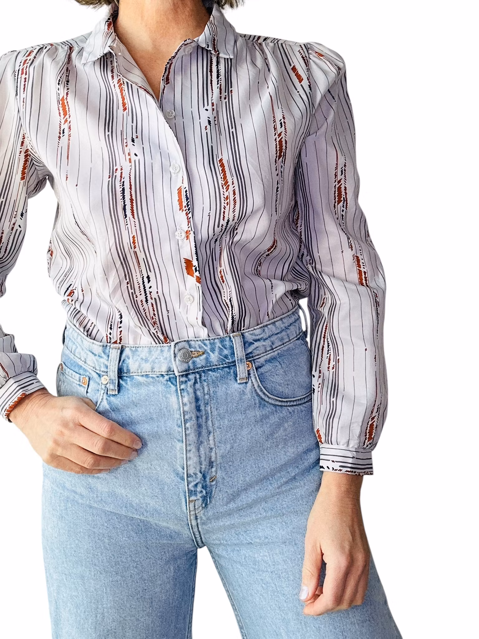 Vintage blus med kul kragdetalj
