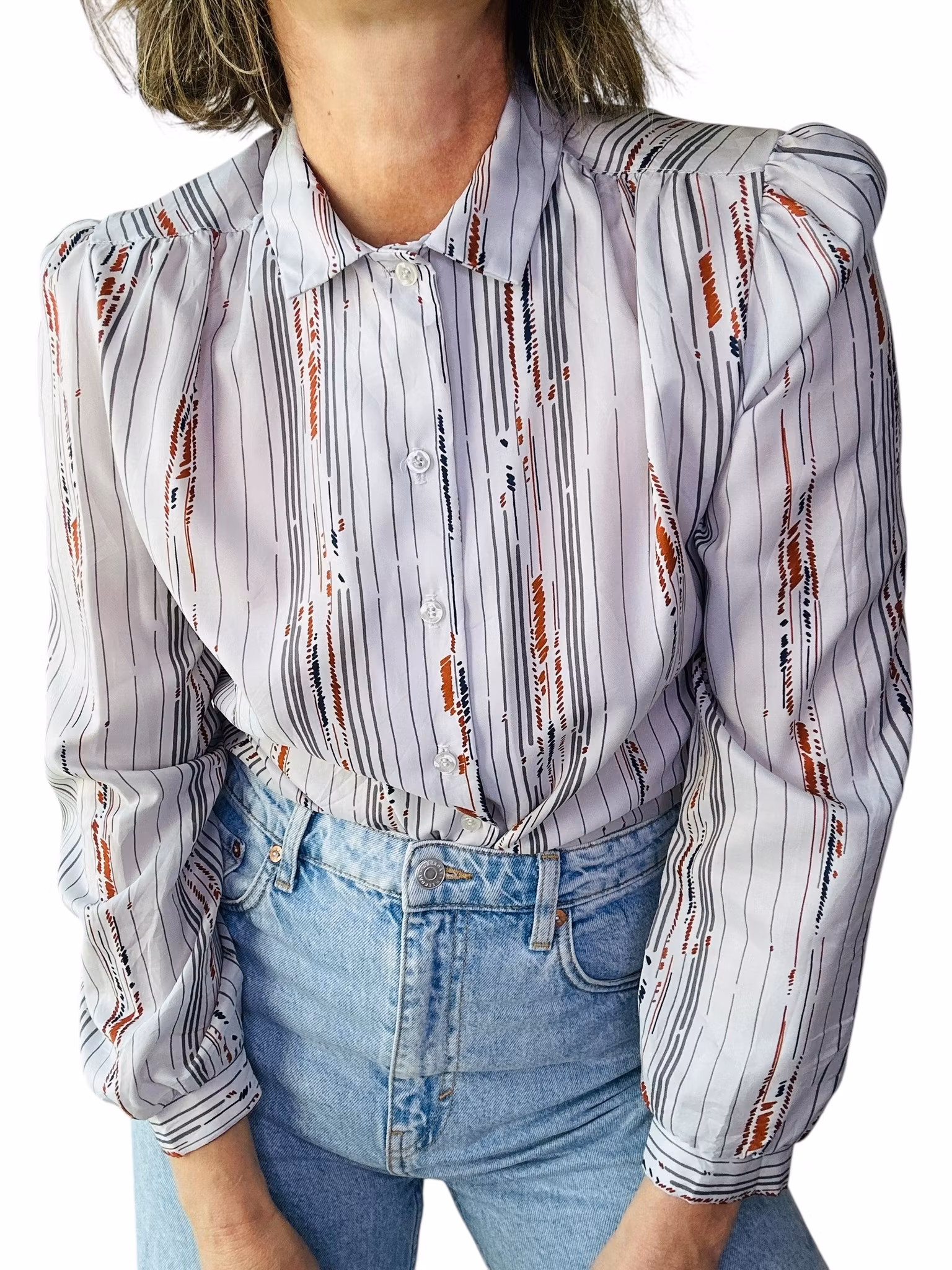 Vintage blus med kul kragdetalj