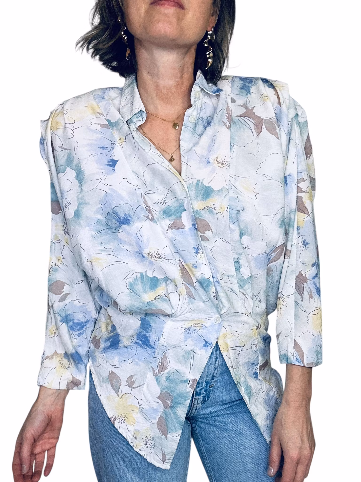 Vintage blus med markerade axlar