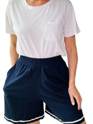 Mörkblå shorts i bomullsjersey