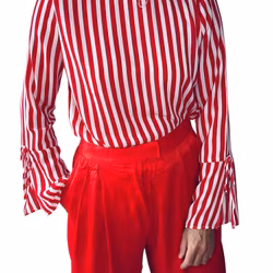 Röd- och vitrandig blus